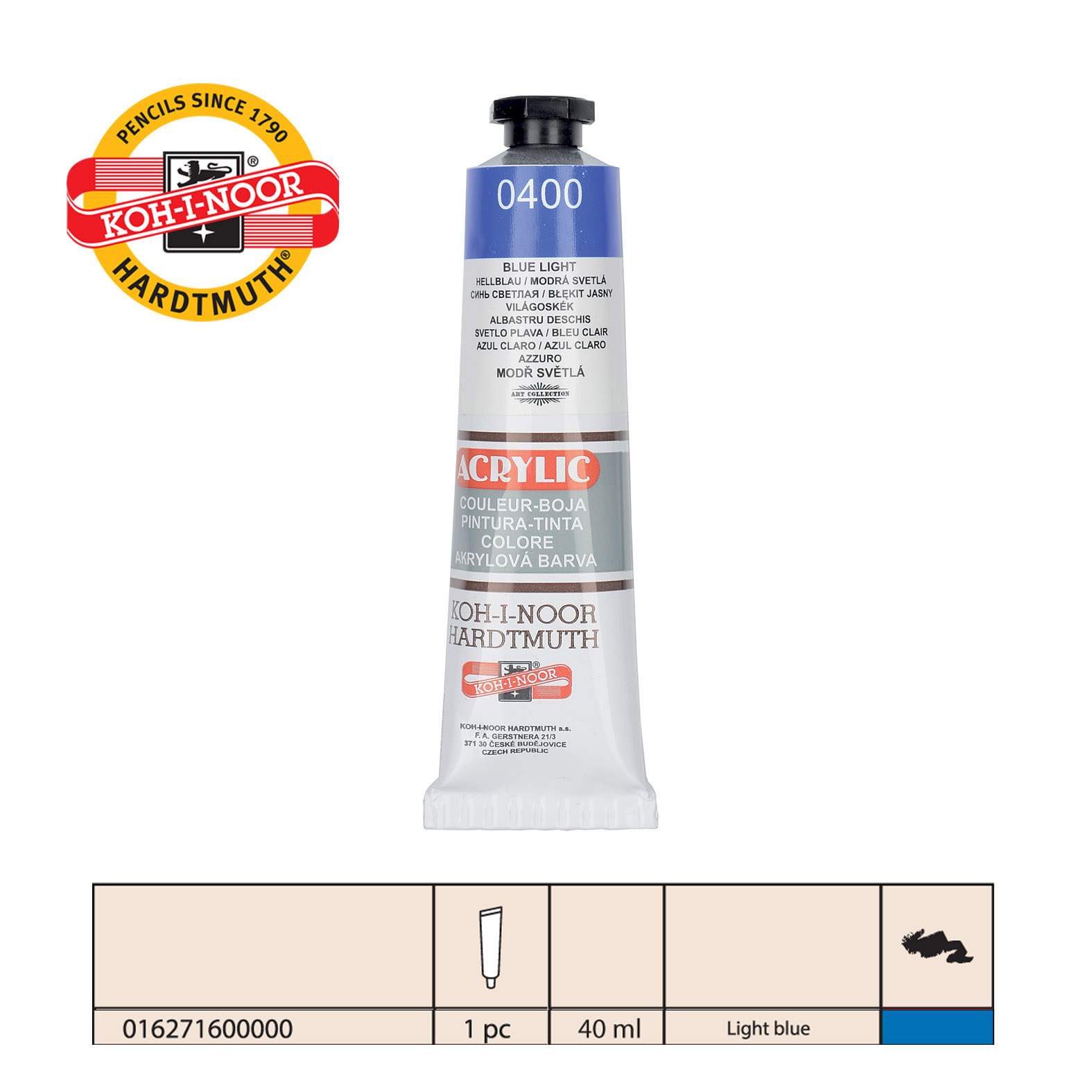 AKRILNA BOJA 40ML LIGHT BLUE 0400 - KOH-I-NOOR | Slikarski pribor | NBK