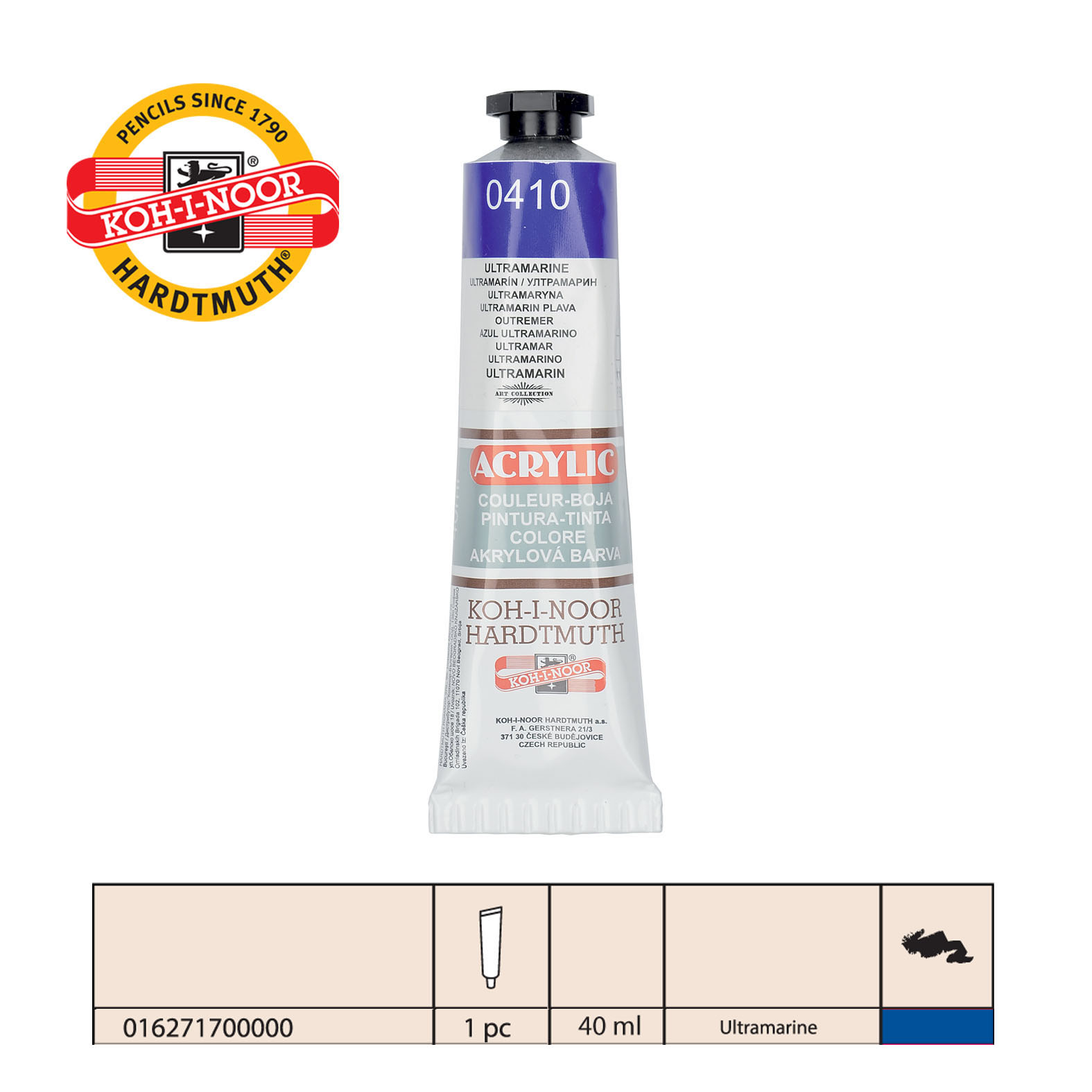 AKRILNA BOJA 40ML ULTRAMARIN BLUE 0410 - KOH-I-NOOR | Slikarski pribor | NBK
