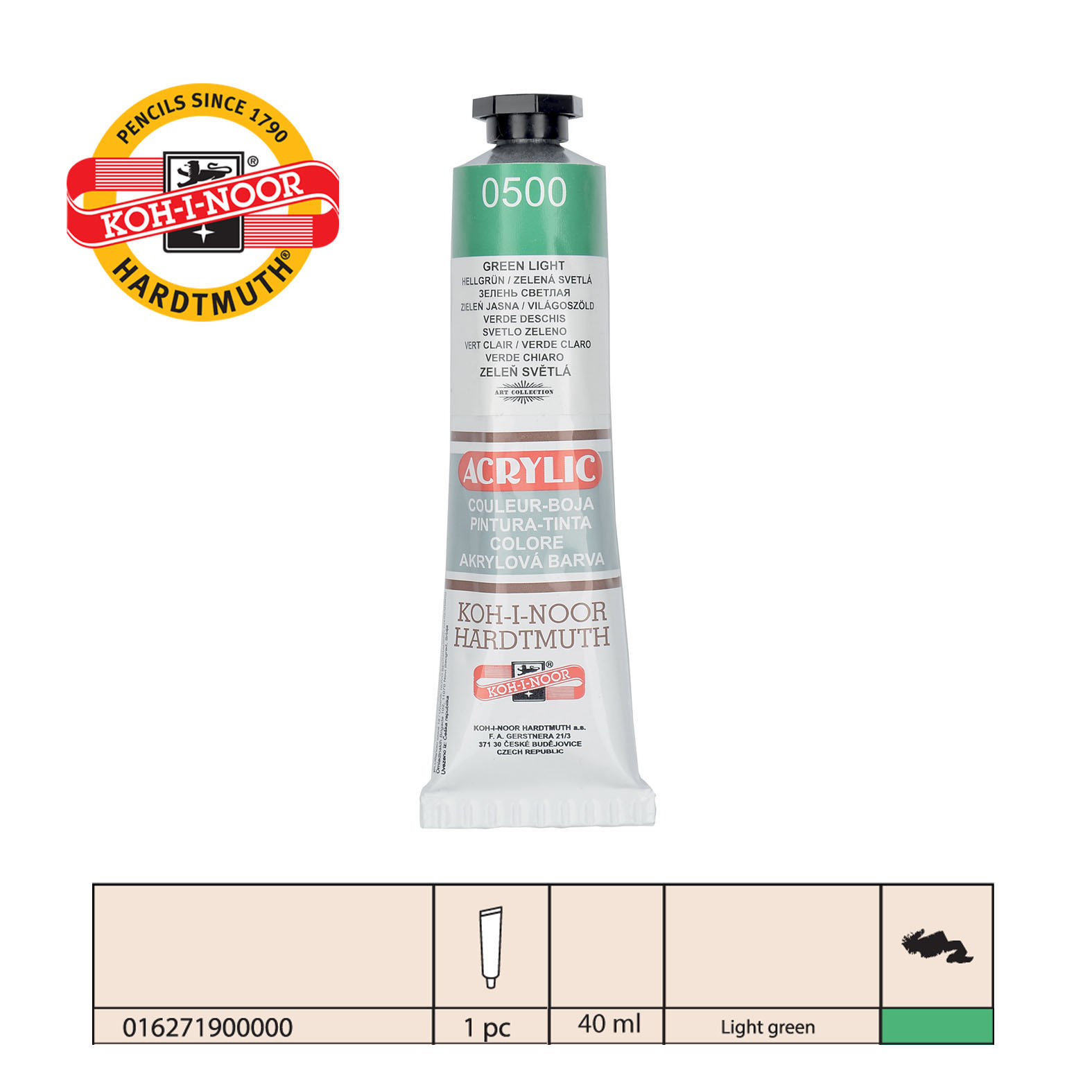 AKRILNA BOJA 40ML LIGHT GREEN 0500 - KOH-I-NOOR | Slikarski pribor | NBK