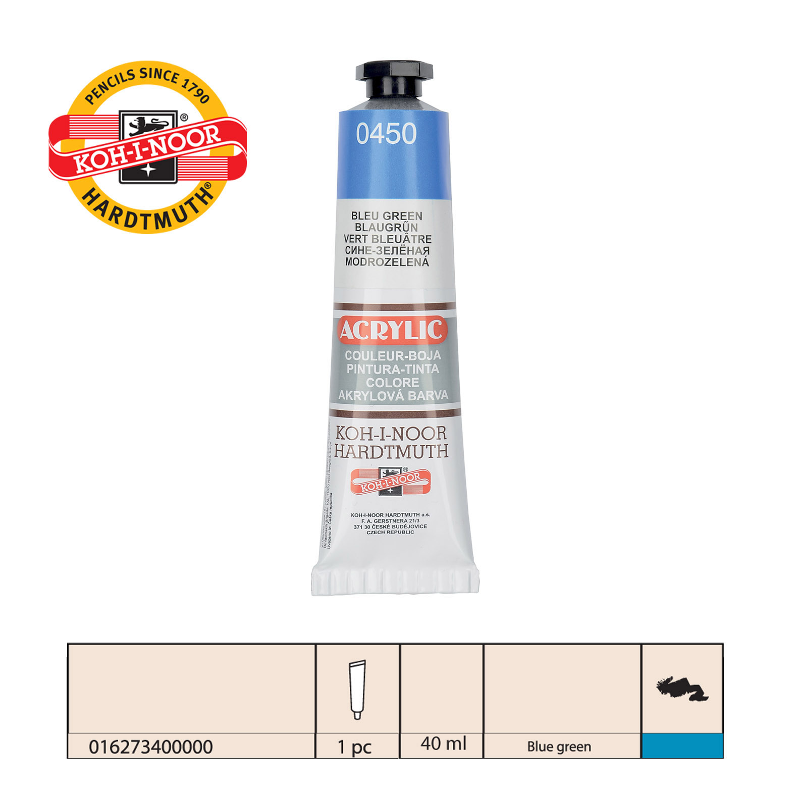 AKRILNA BOJA 40ML BLUE-GREEN 0450 - KOH-I-NOOR | Slikarski pribor | NBK