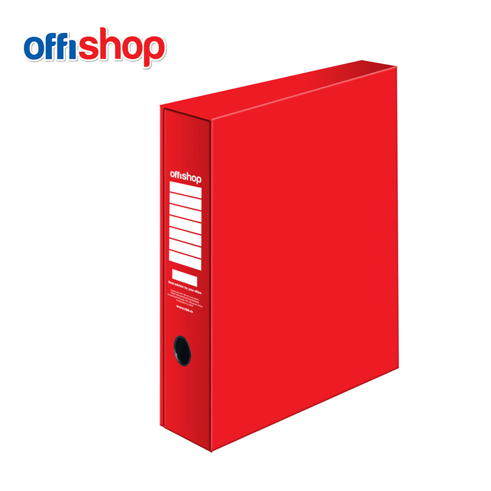 REGISTRATOR SA KUTIJOM A4 USKI CRVENI OF069 - OFFISHOP | Kancelarijski materijal | NBK