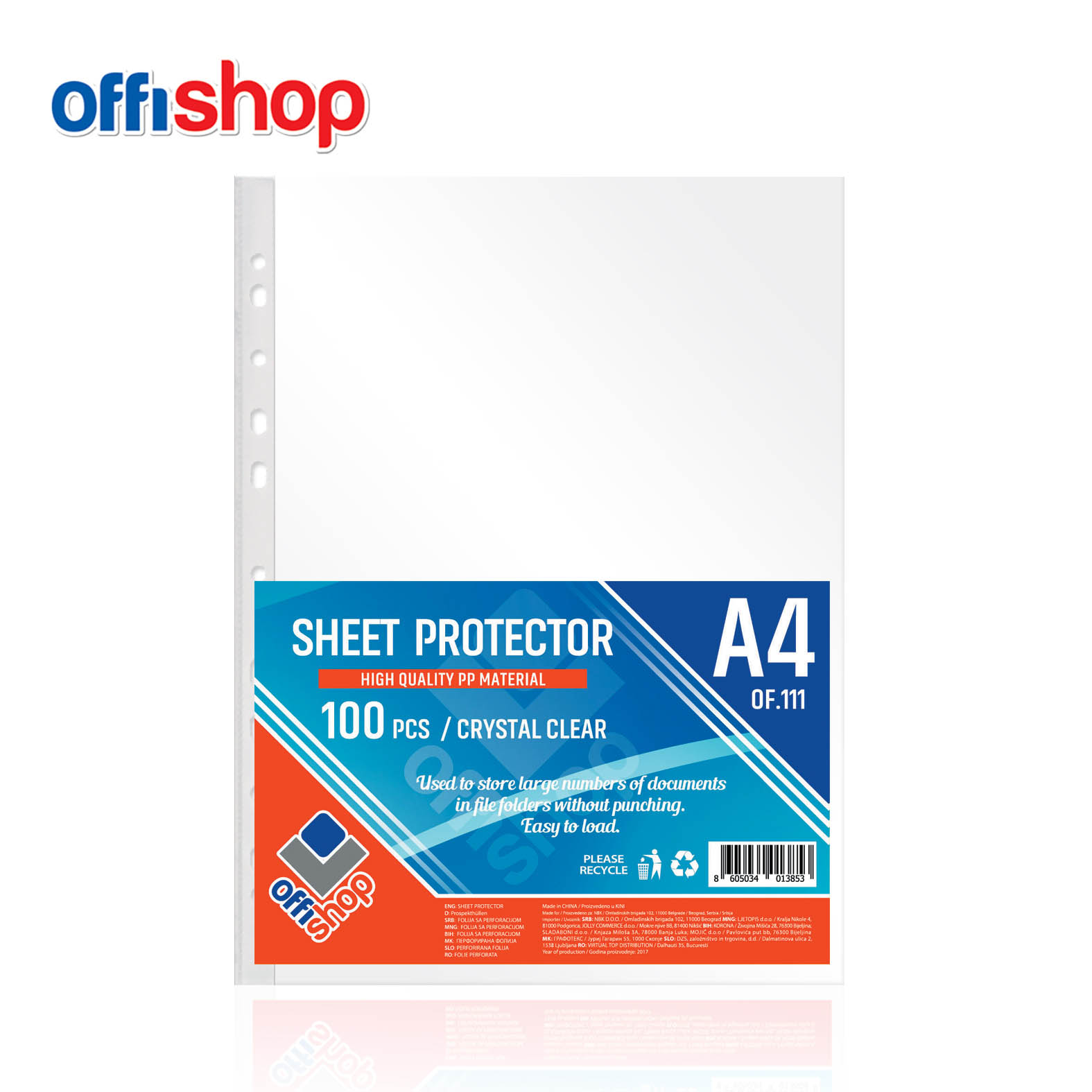 FOLIJA SA PERFORACIJOM A4 100MIC CRYSTAL OF111 - OFFISHOP | Kancelarijski materijal | NBK