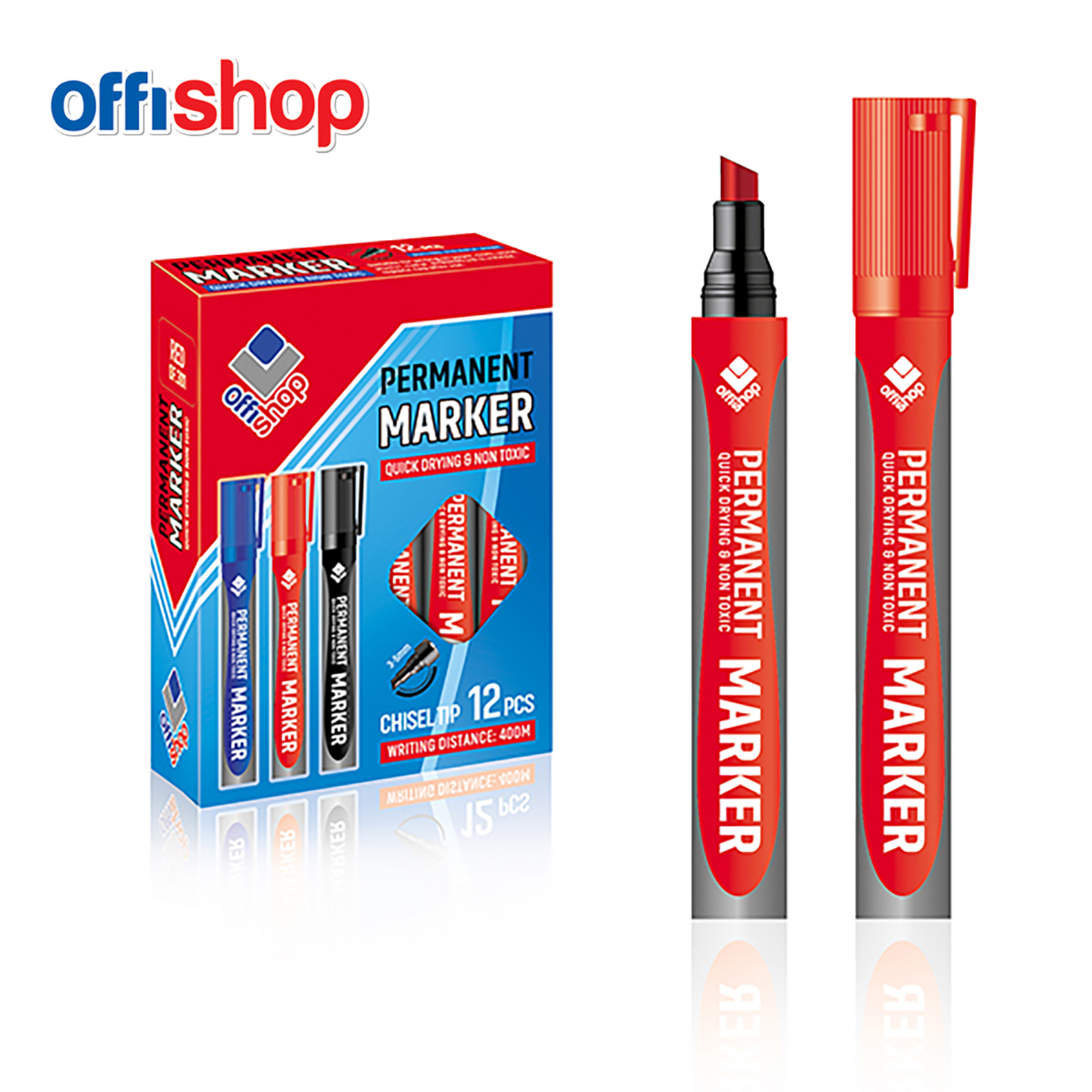 MARKER PERMANENT KOSI CRVENI 2.0-4.0MM OF301 - OFFISHOP | Pisaći pribor | NBK