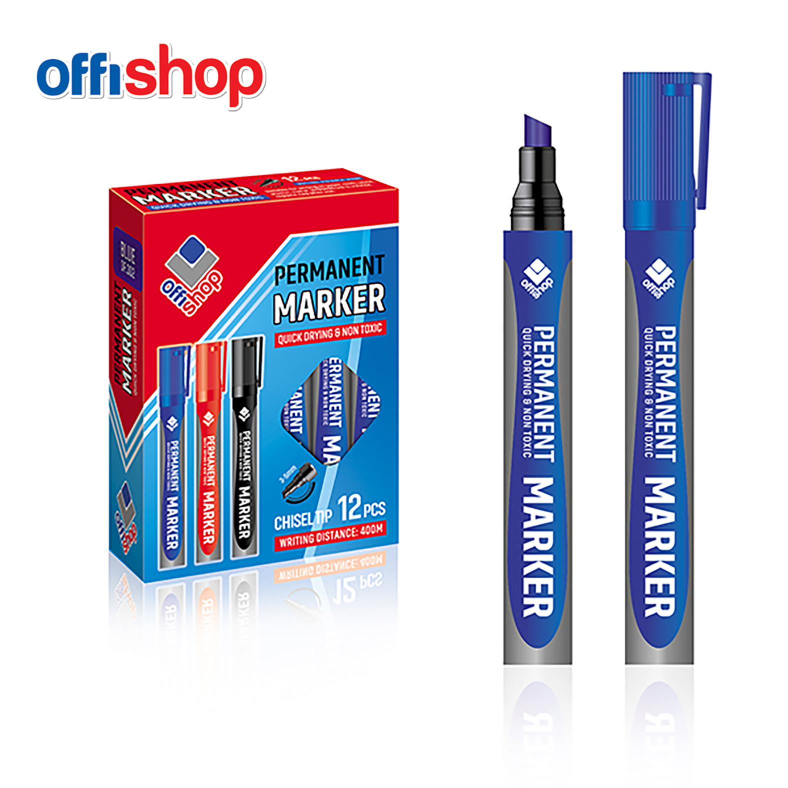 MARKER PERMANENT KOSI PLAVI 2.0-4.0MM OF302 - OFFISHOP | Pisaći pribor | NBK