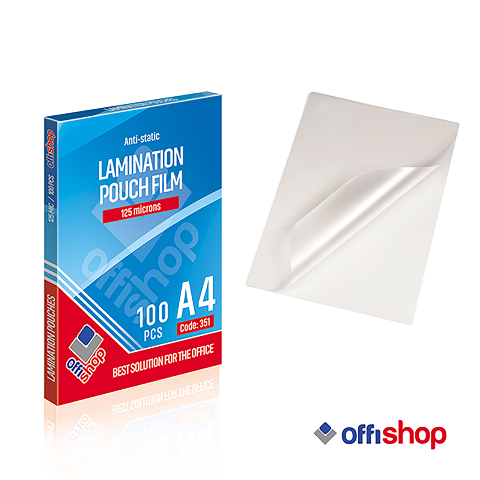 FOLIJA ZA PLASTIFIKACIJU A4 125MIC 1/100 OF351 - OFFISHOP | Kancelarijski materijal | NBK
