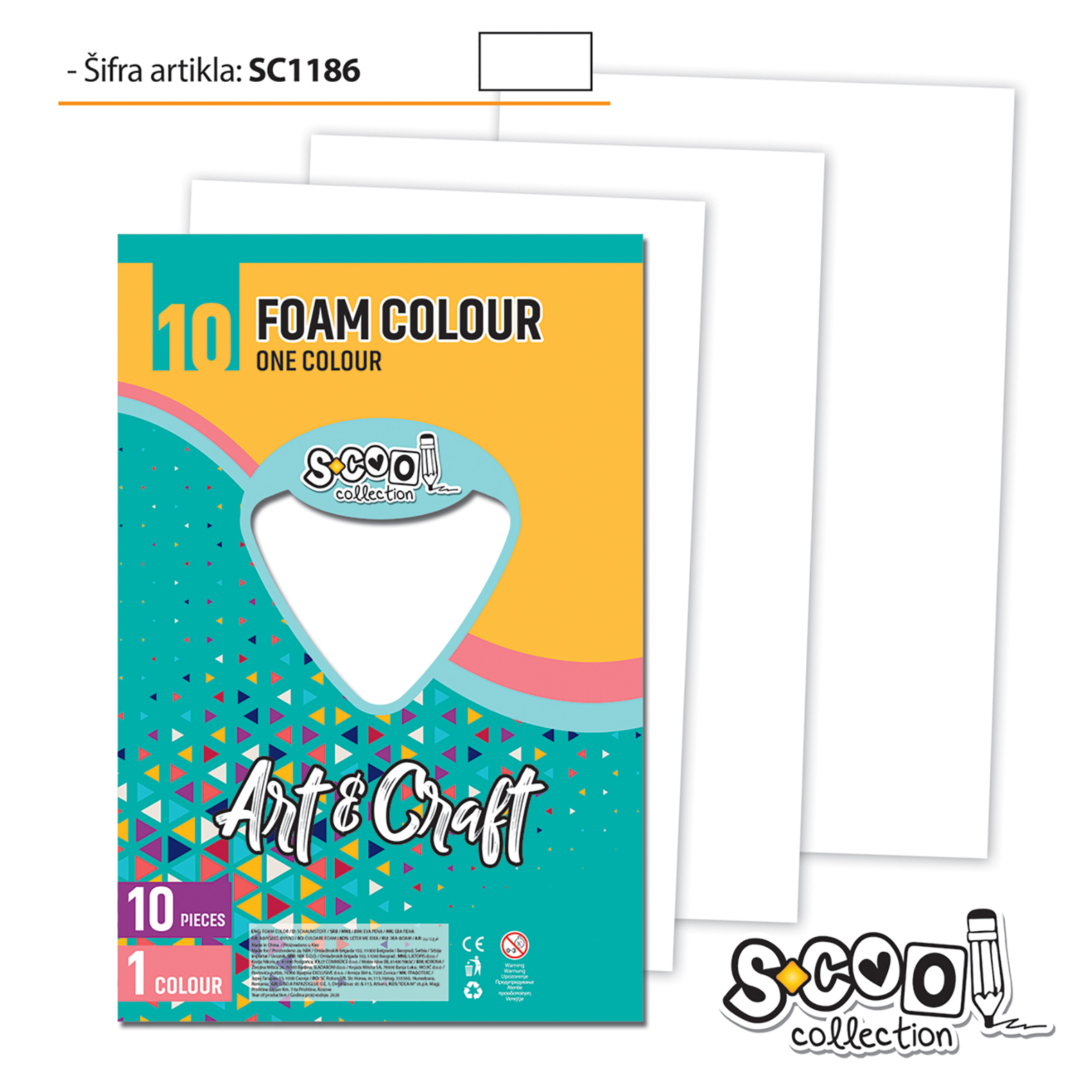 EVA PENA BELA 20*30CM 1/10 SC1186 - S-COOL | Party, kraft, kreativni i dekorativni program | NBK