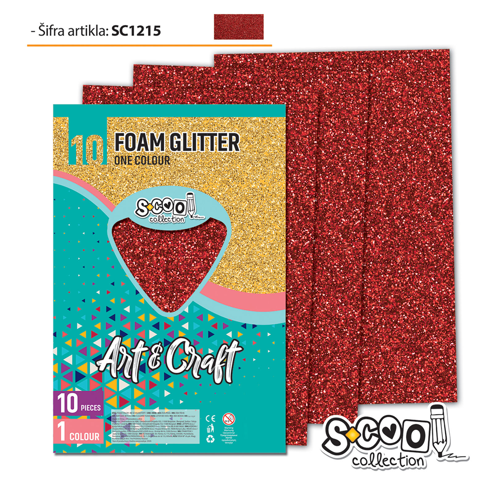 EVA PENA GLITER CRVENA 20*30CM 1/10 SC1215 - S-COOL | Party, kraft, kreativni i dekorativni program | NBK