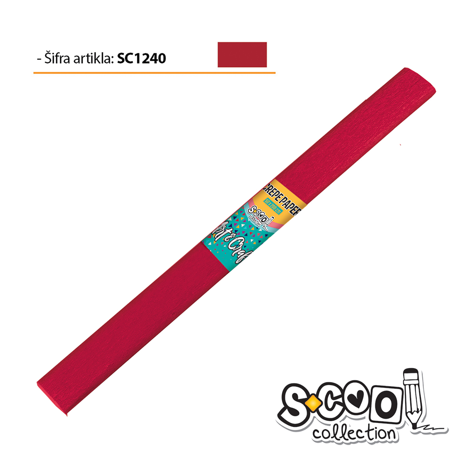 KREP PAPIR SVETLO CRVENI 50*200CM SC1240 - S-COOL | Party, kraft, kreativni i dekorativni program | NBK