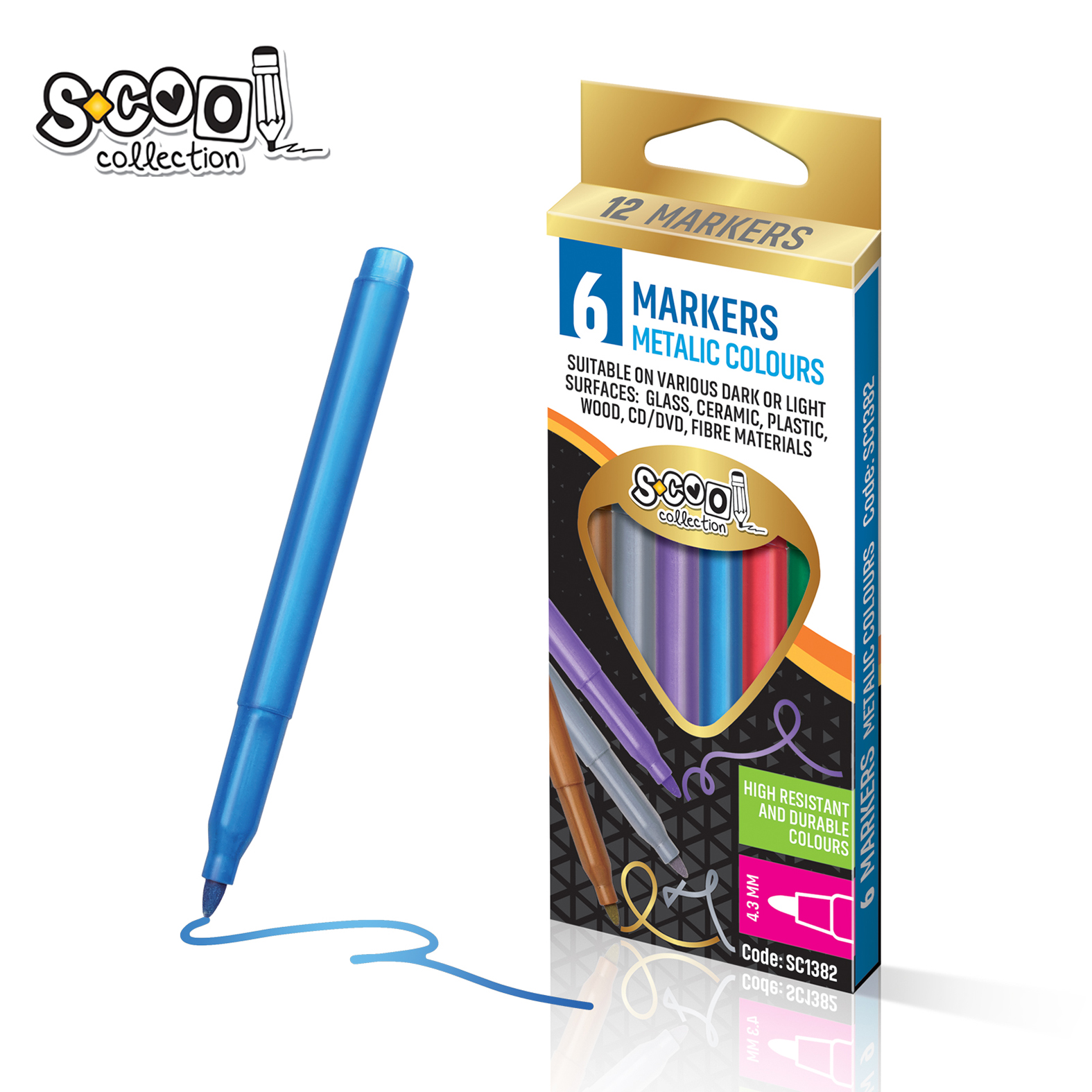 MARKER METALIK SET 1/6 SC1382** - S-COOL | Školski pribor | NBK