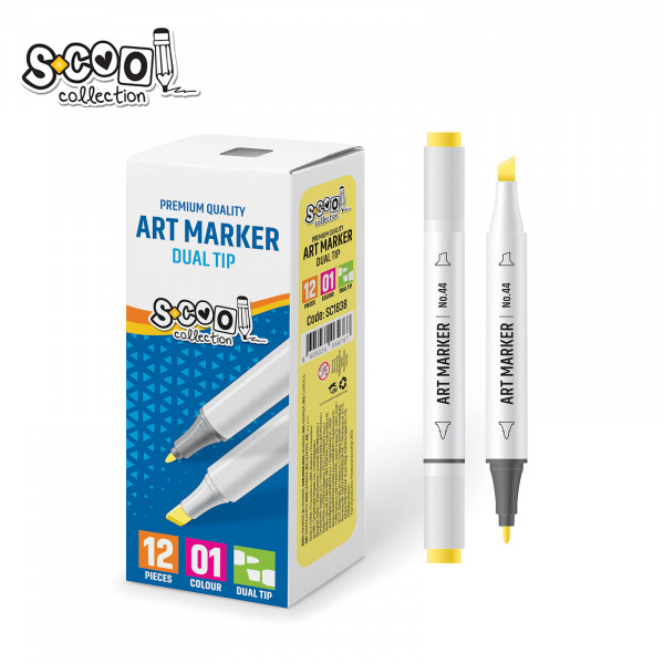 MARKER ART OBOSTRANI ZUTI 6MM-3MM SC1838 - S-COOL | Pisaći pribor | NBK