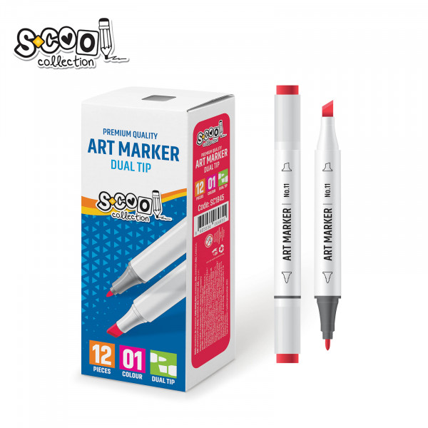 MARKER ART OBOSTRANI CRVENI 6MM-3MM SC1845 - S-COOL | Pisaći pribor | NBK