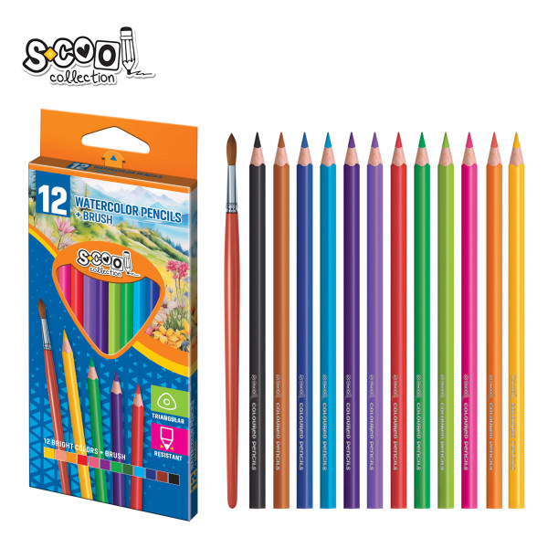 AKVAREL DRVENA BOJA SA ČETKICOM 1/12 SC2748 - S-COOL | Školski pribor | NBK