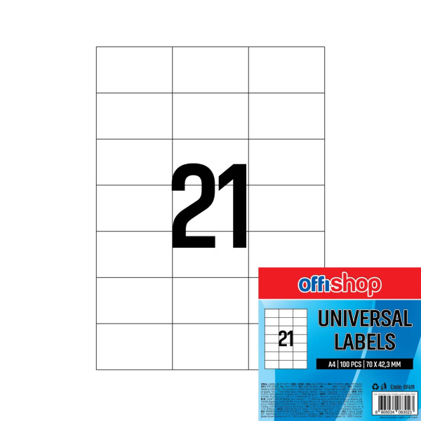 SAMOLEPIVE ETIKETE A4 1/100 70*42.30MM OF611 - OFFISHOP | Kancelarijski materijal | NBK