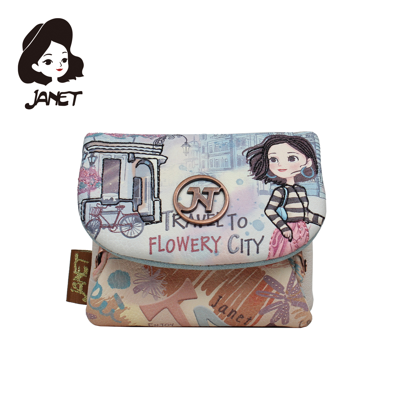 NOVČANIK DAMSKI JANET FLOWERY CITY JW-011A 2025 11*4*10 - JANET | Putni program i poslovna galanterija | NBK