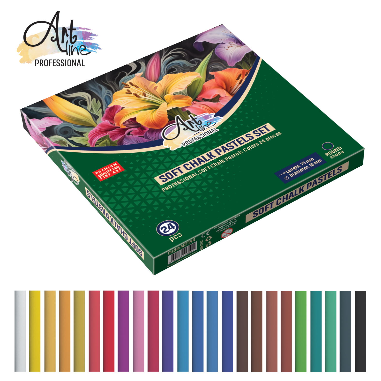 UMETNIČKE MEKE PASTELE 24PCS FI10MM ART194 - ARTLINE | Slikarski pribor | NBK