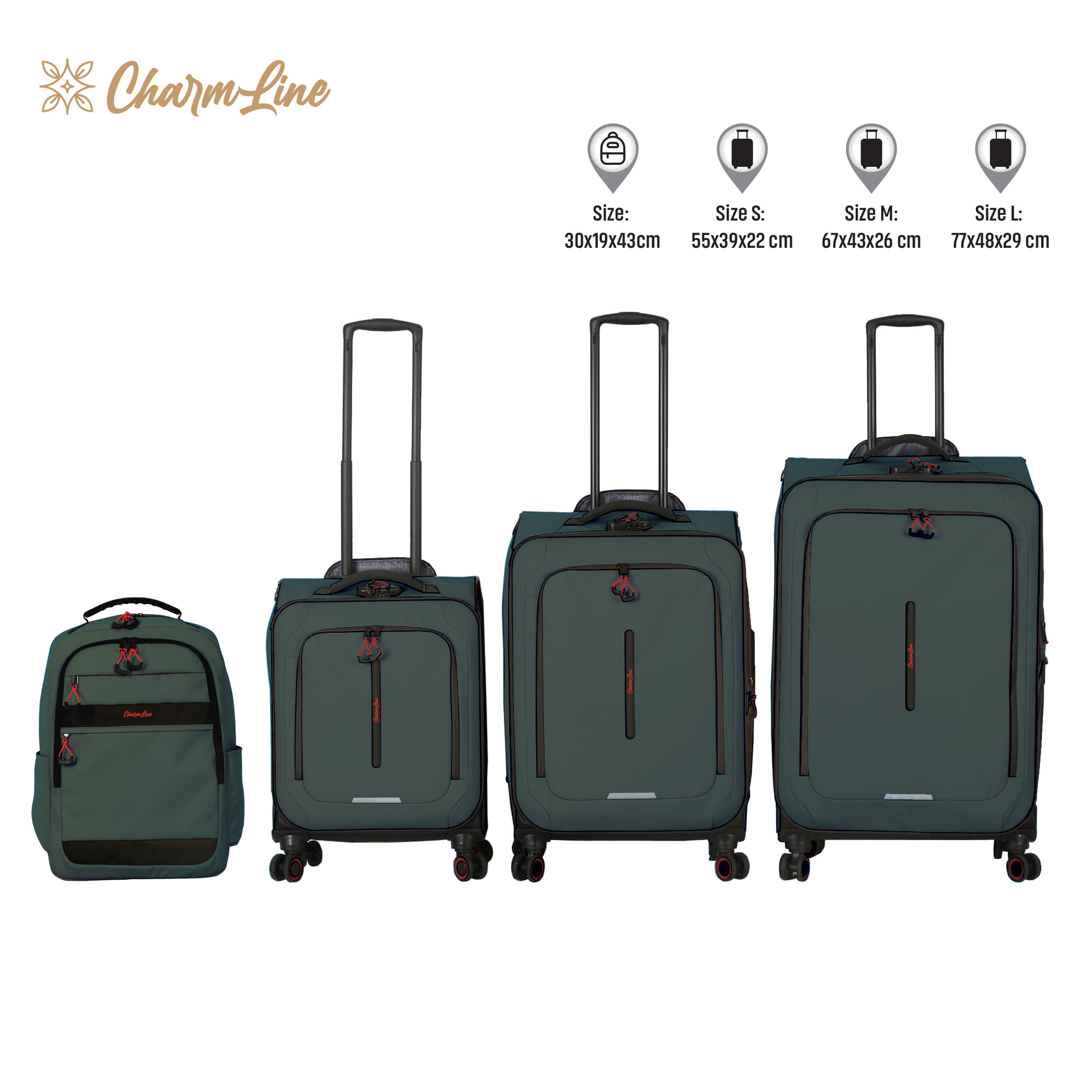 SET KOFERA IVY GREEN 4KOM CL029 - CHARMLINE | Putni program i poslovna galanterija | NBK