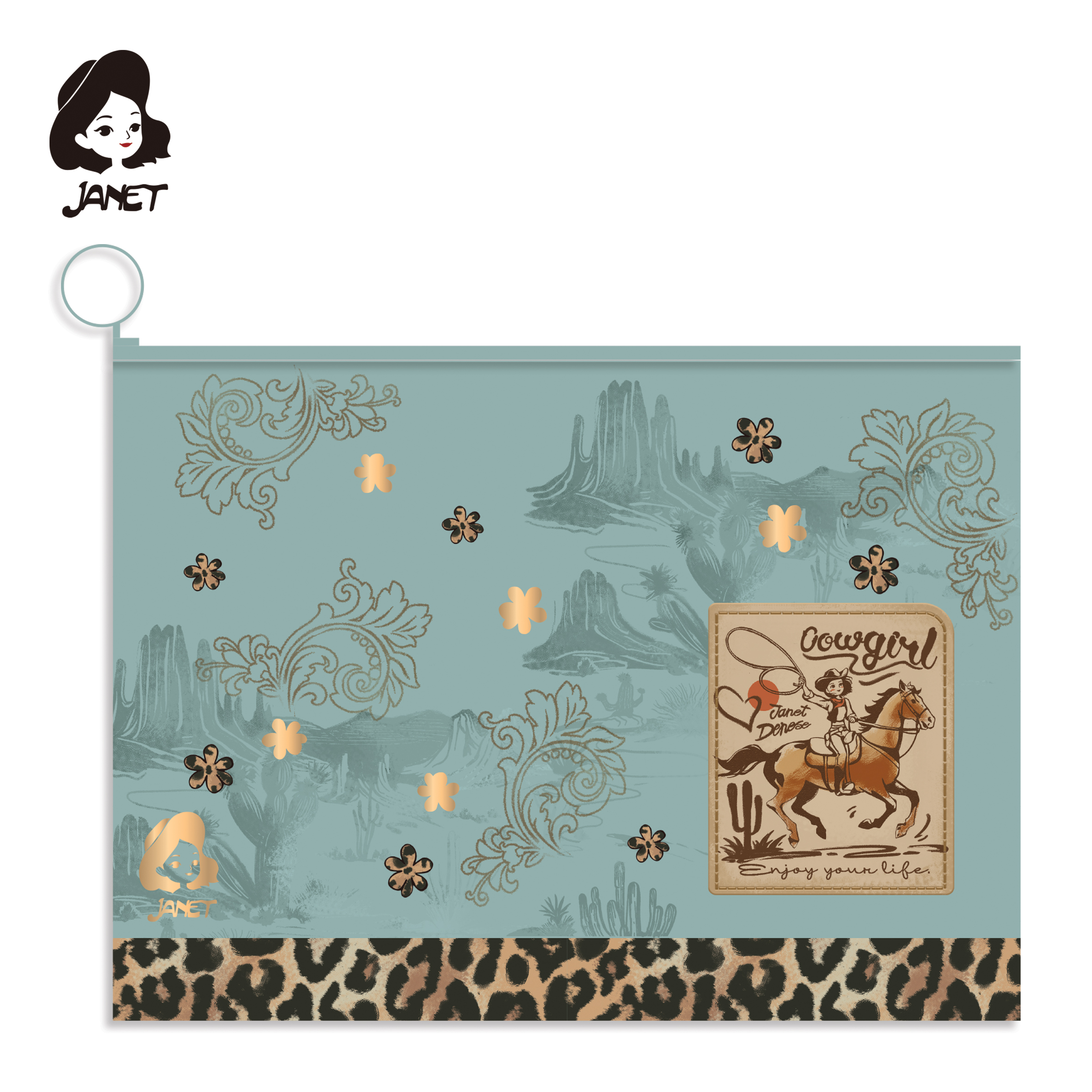JANET A4 ZIP FASCIKLA 0.18MM GLITTER-SAND. GOLD FOIL EFFECTS J-518 - JANET | Kancelarijski materijal | NBK