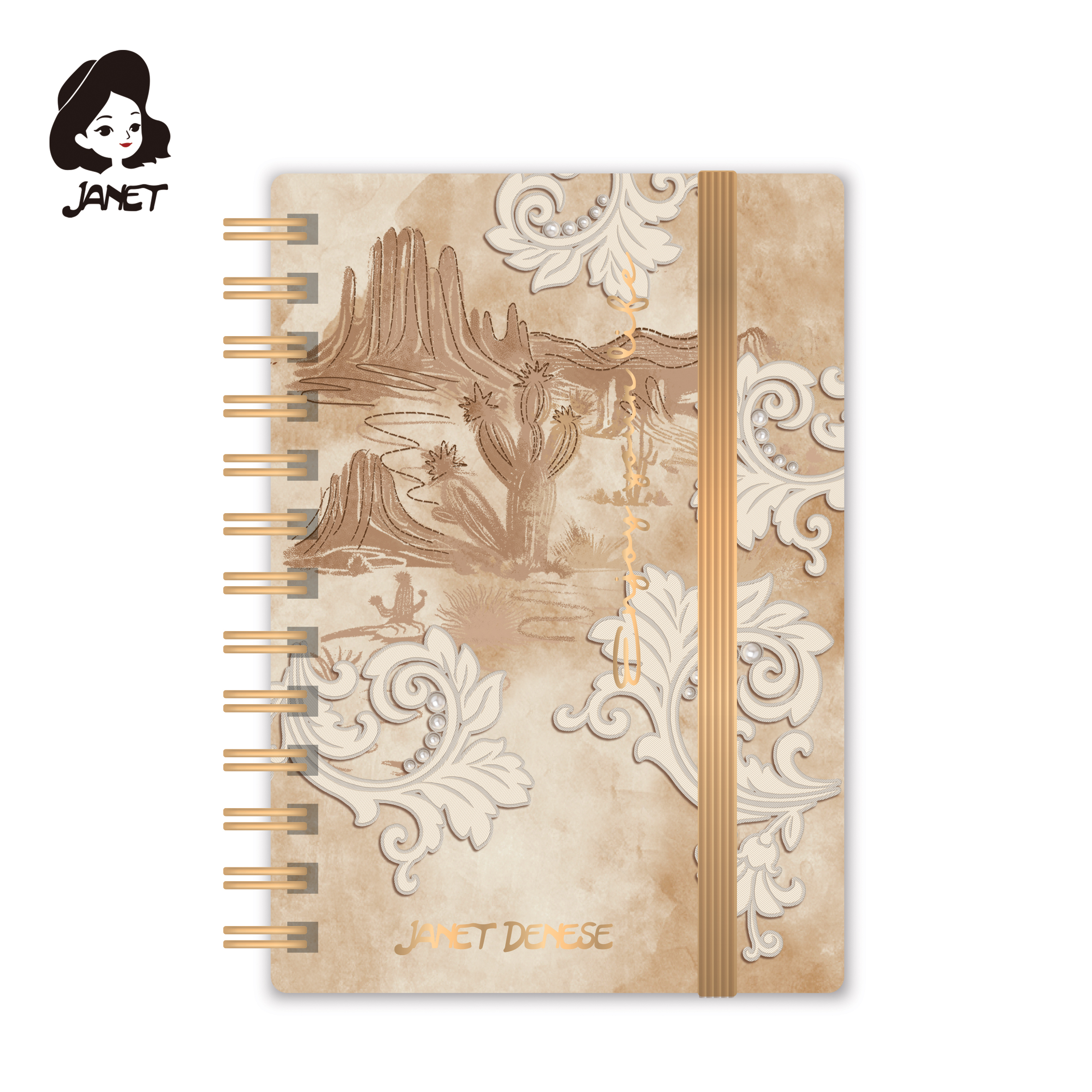 JANET A6 NOTES SPIRALA 15*10.5CM 80SHEETS GOLD FOIL J-523 - JANET | Gift i poklonski program | NBK