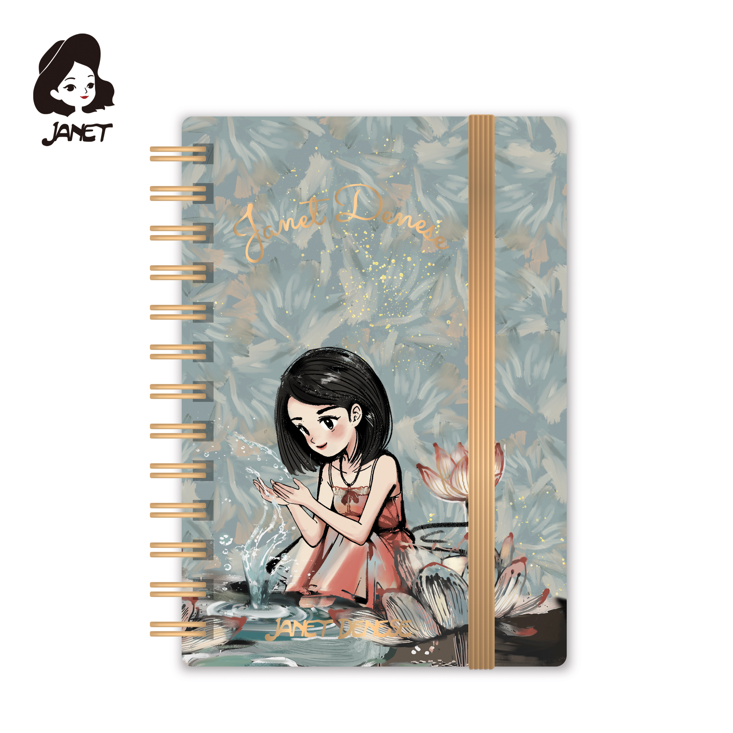 JANET A6 NOTES SPIRALA 15*10.5CM 80SHEETS GOLD FOIL J-524 - JANET | Gift i poklonski program | NBK