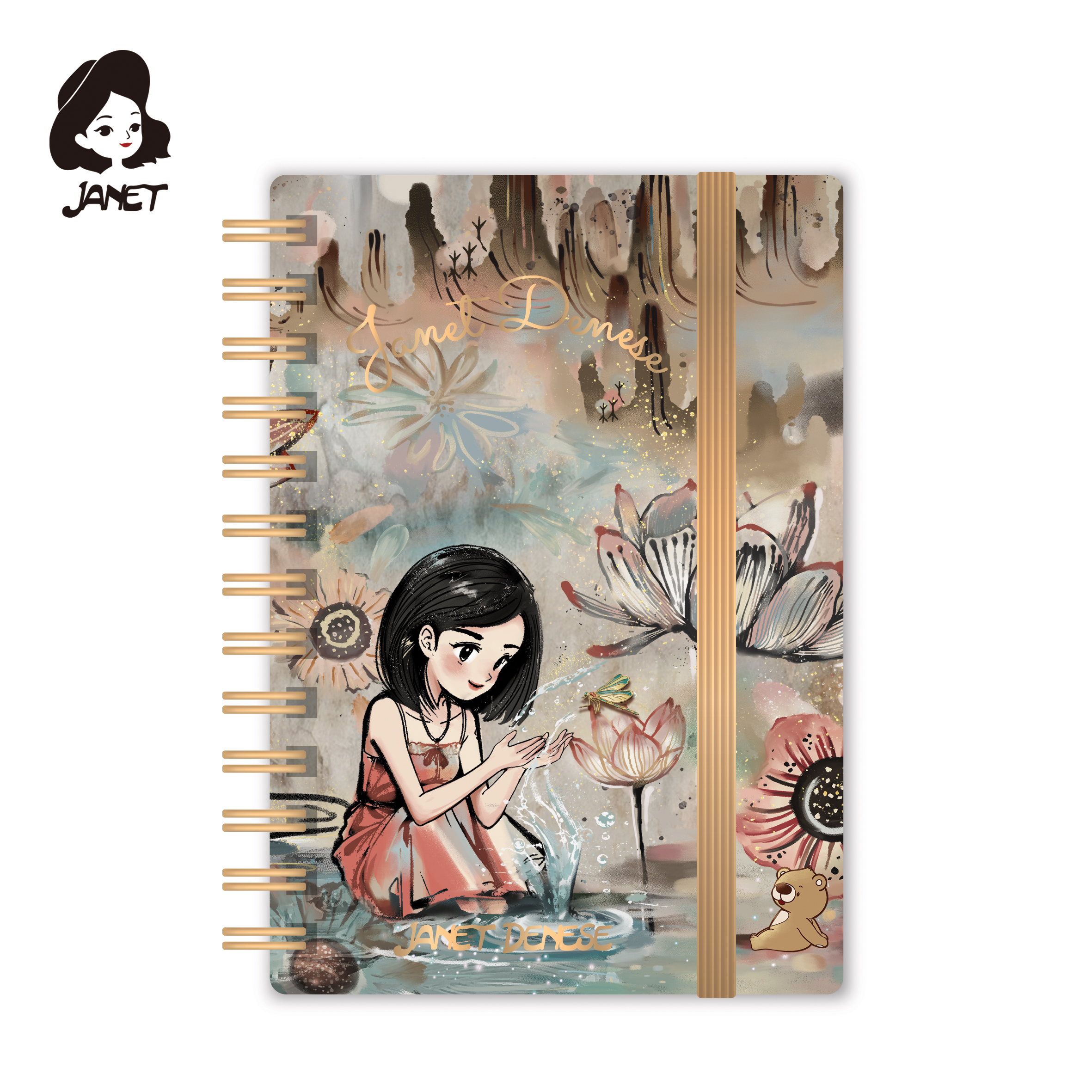 JANET A6 NOTES SPIRALA 15*10.5CM 80SHEETS GOLD FOIL J-525 - JANET | Gift i poklonski program | NBK