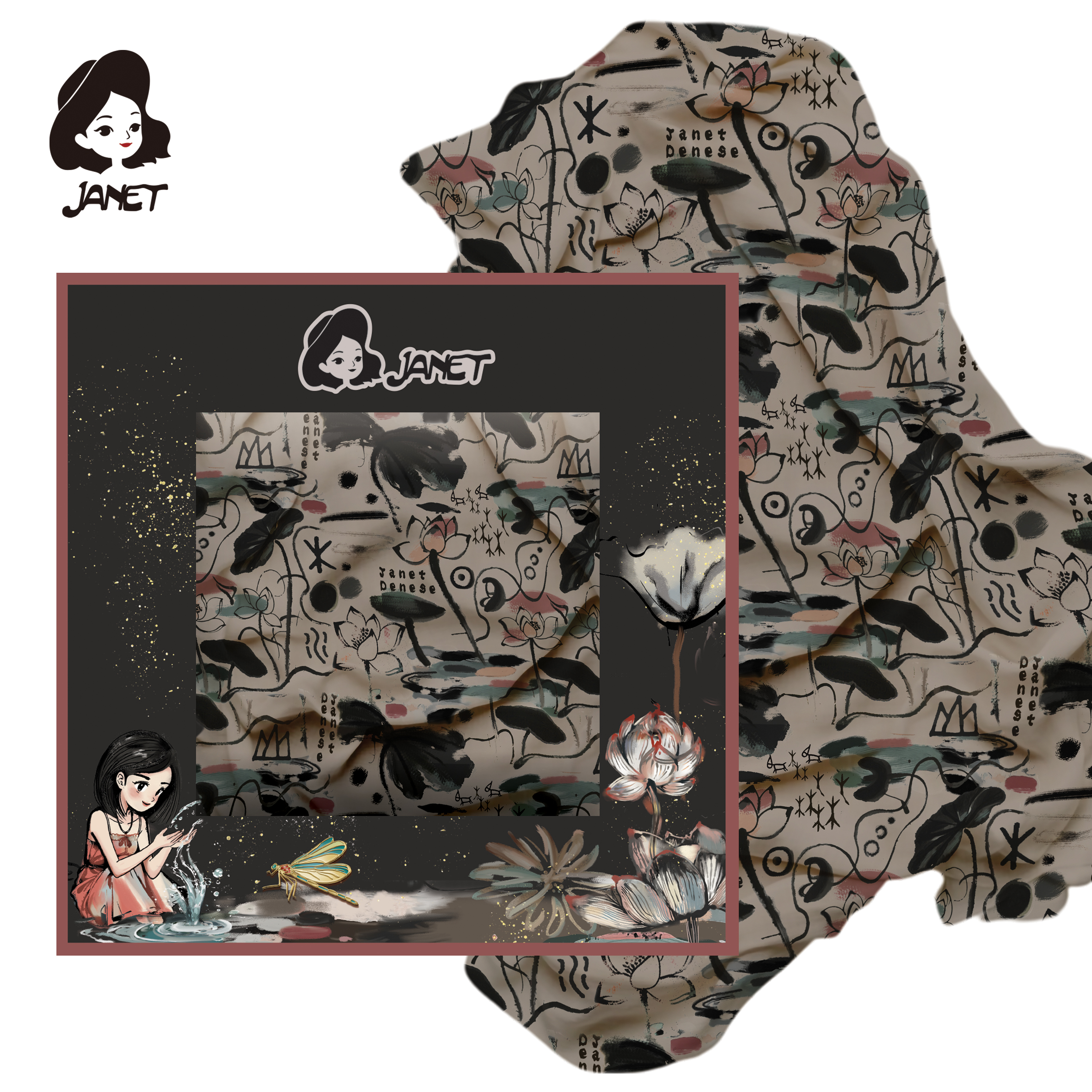 JANET EŠARPA U POKLON KUTIJI THE LOTUS LOVER 85*180CM SATIN J-504 - JANET | Gift i poklonski program | NBK