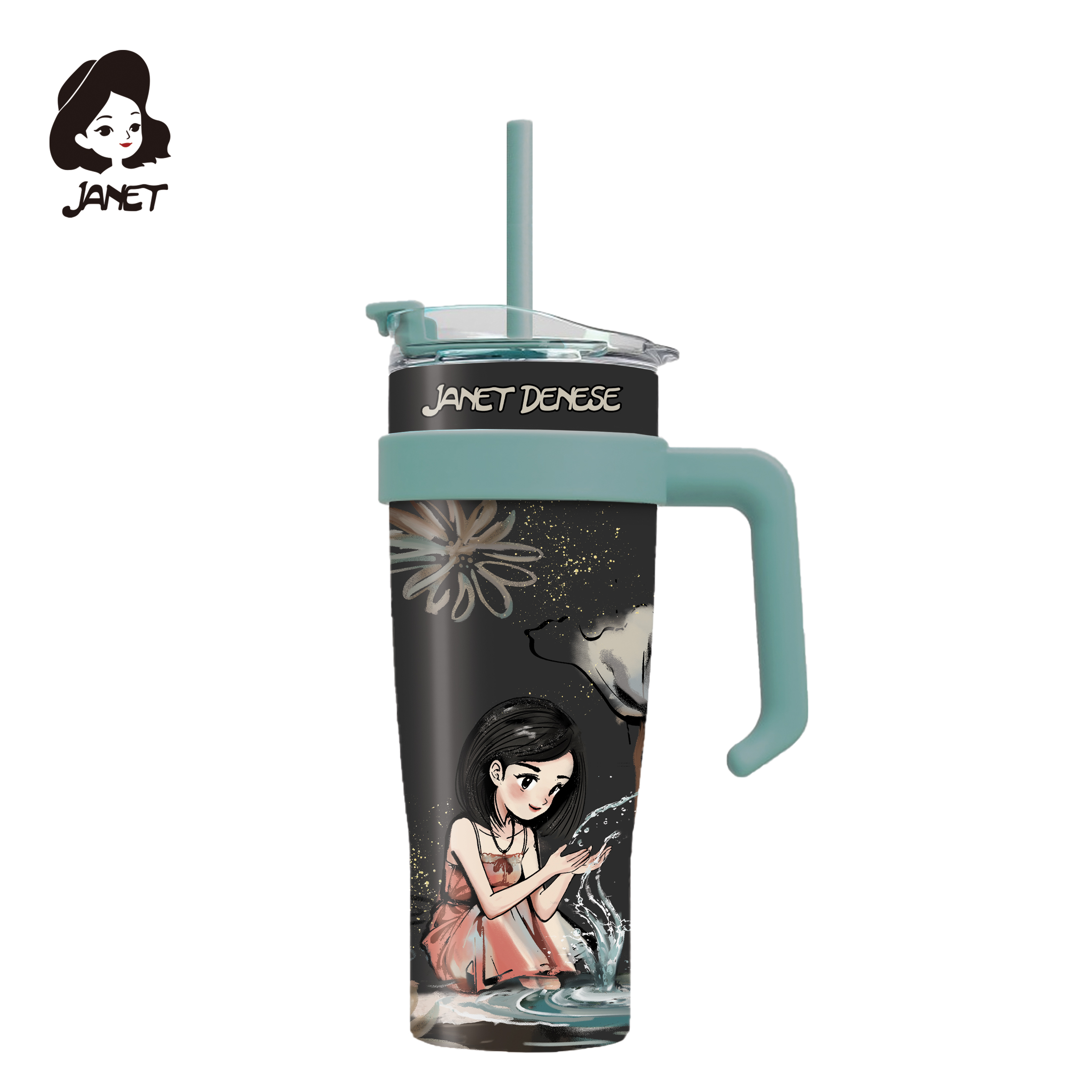 JANET STAINLESS STEEL PUTNI TERMOS 1200ML. LID PP+SILICONE+STRAW J-509 - JANET | Školski pribor | NBK