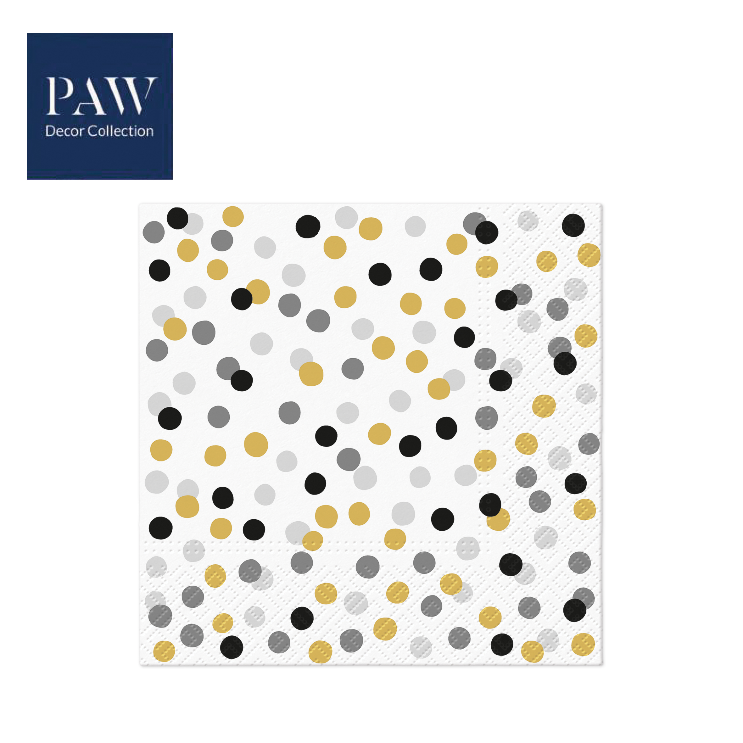 SALVETE PAW LUX CONFETTI DOTS GOLD-BLACK 33X33 1/20 PAKOVANJE 1/12 - PAW SP | Party, kraft, kreativni i dekorativni program | NBK